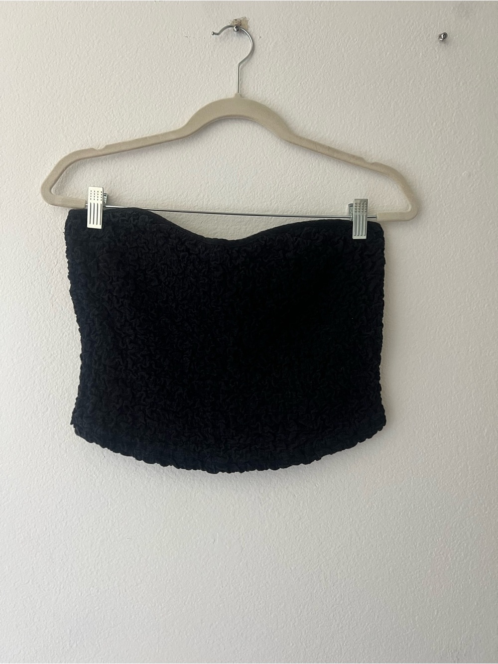 Free People Black Textured Strapless Tube Top size L
